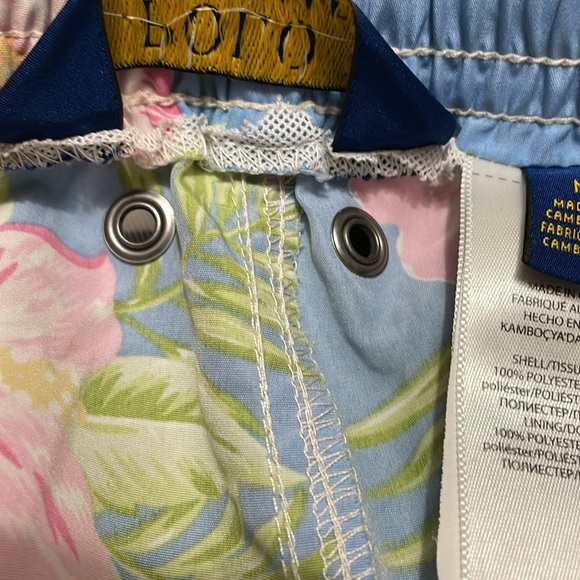 Polo Ralph Lauren Floral Swim Shorts Men's Size Medium Blue Pink Green Tropical - Picture 9 of 16